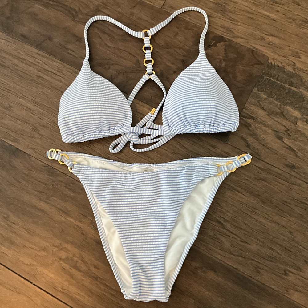 Pily Q Blue and White Striped Bikini
